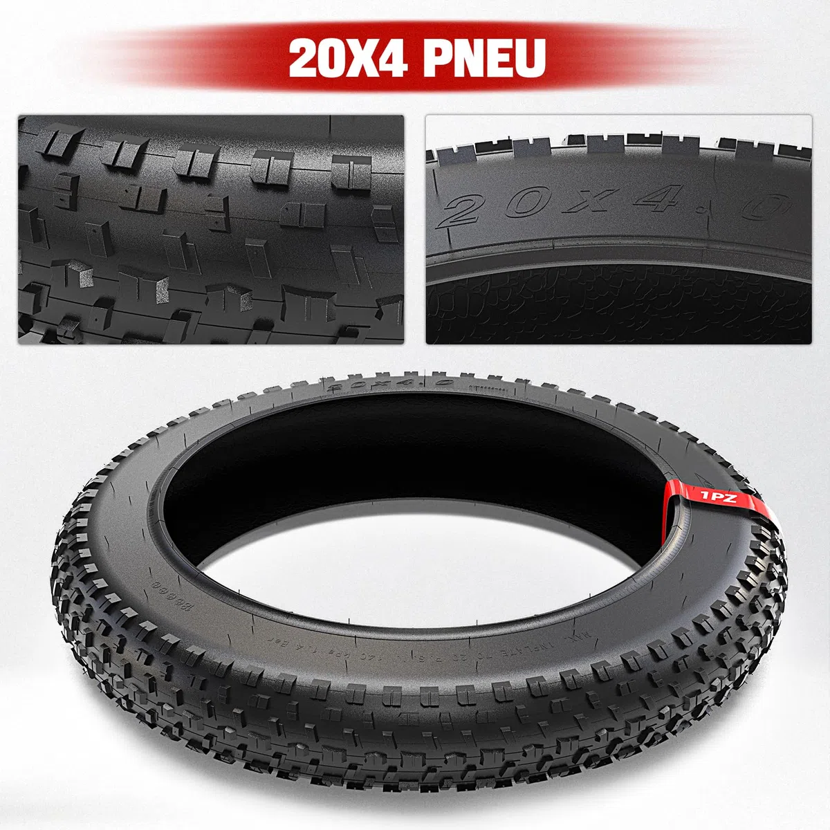 1PZ F3T-2X4 Pneumatico 20x4 Pollice per Mountain Bike Pieghevole per MTB su Strada o Fuori Strada Bicicletta Elettrica, Fat Bike