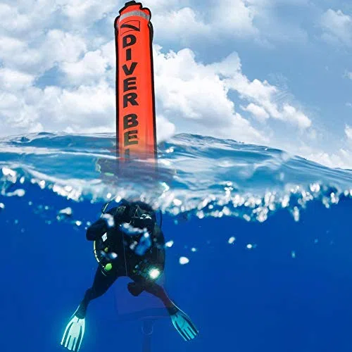 Tbest 6FT Indicatore di Superficie per Immersione con Fascia Riflettente ad Alta visibilità Scuba Diving Gonfiabile Segnale di Superficie SMB Accessorio per Boa Attrezzatura(Rosso)