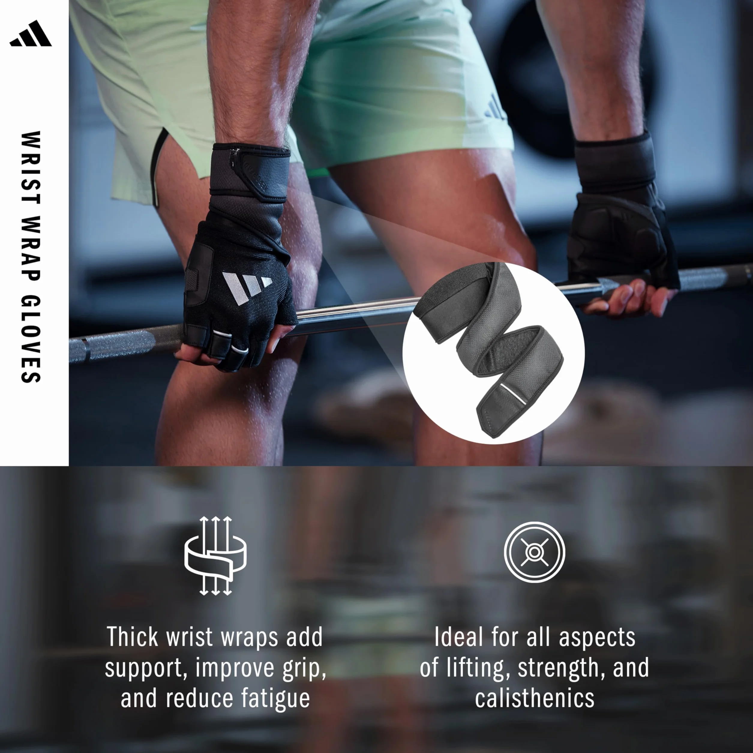 adidas Wrist Wrap - Guanti da allenamento - sudore con doppio supporto per polso in cinque misure