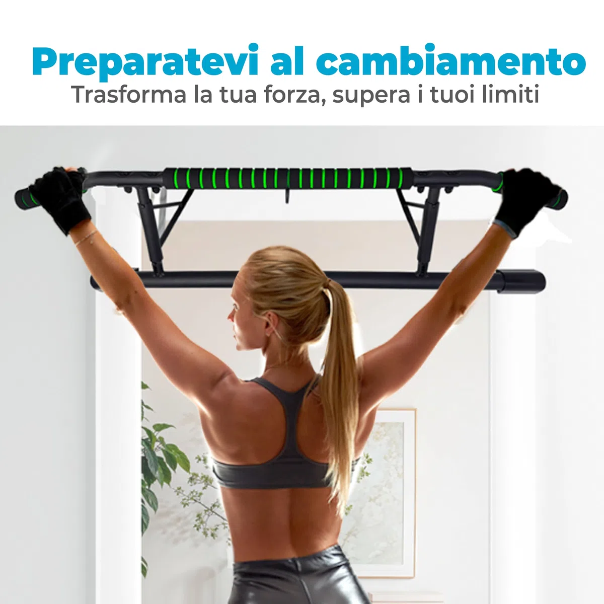 OcioDual sBarra per Trazioni Senza Viti + Cinghie per Allenamento in Sospensione, Barra per Trazioni da Porta Maniglie Elastiche e Antiscivolo in Schiuma, Pull Up Bar Door