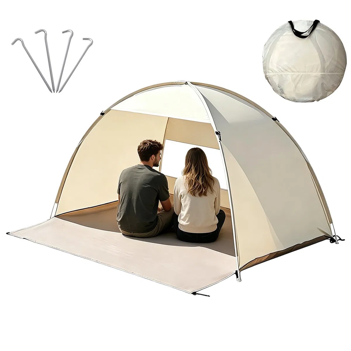 Tenda da Spiaggia Solare Portatile con Montaggio Facile | Tenda Parasole per 3-4 Persone, Campeggio, Giardino, Picnic, Famiglia, Pesca, Escursionismo, Viaggio, Trekking