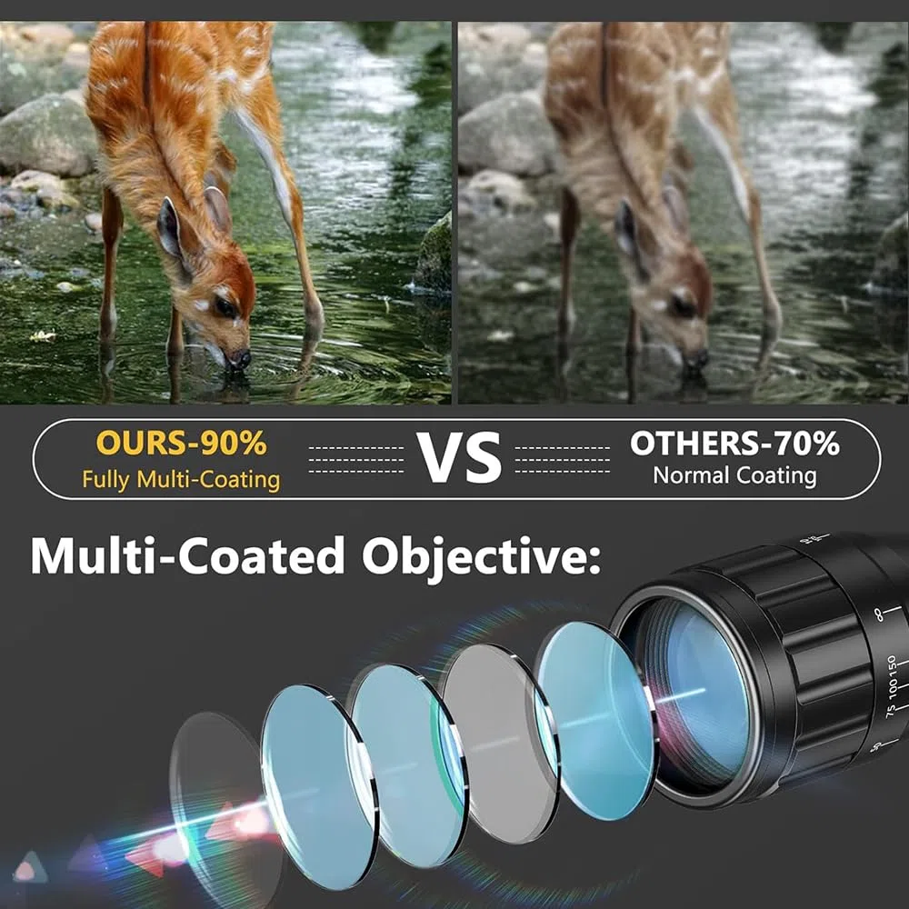 Paike 4-16x40 AOE Rifle Scope Mirino Illuminato Rosso e Verde con Supporto