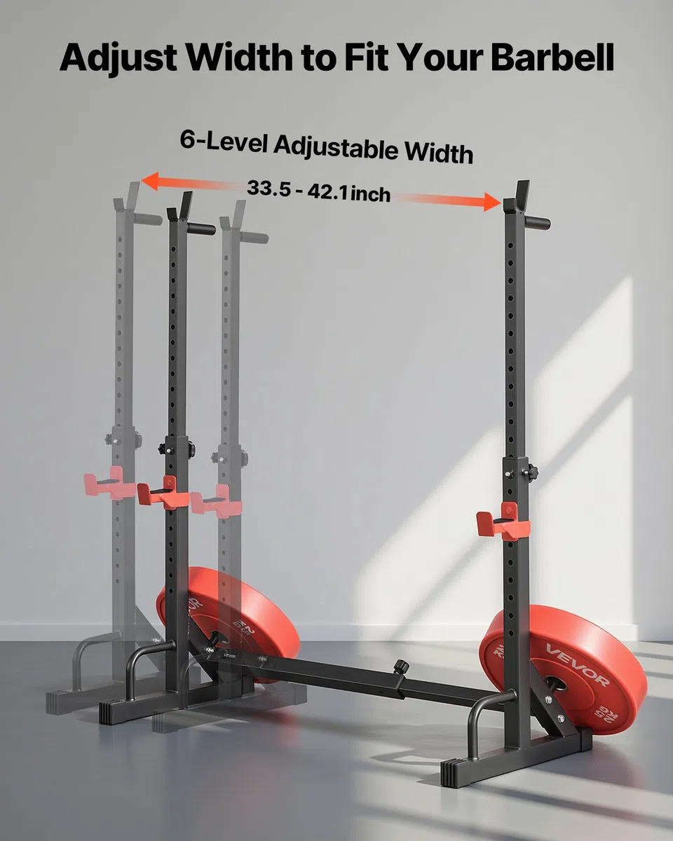 VEVOR Power Rack per Squat, Rastrelliera per Bilanciere Attacco per Piastra Pesi, Supporti Carico Massimo 600 libbre Supporto per Squat in Acciaio per Palestra/Palestra di Casa