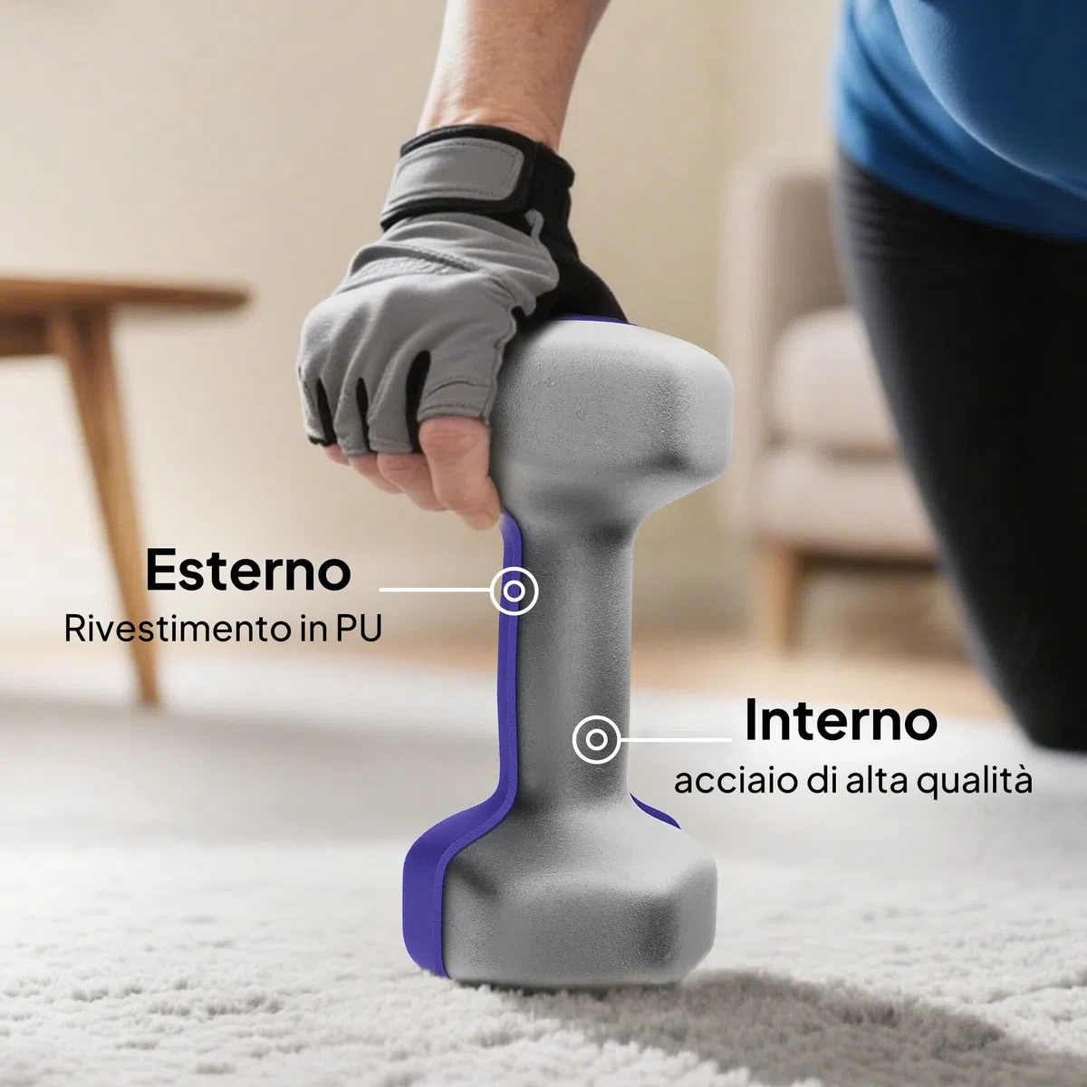 HOMCOM Set 8 Manubri da 20 kg con Design Esagonale, Pesi da Palestra in Acciaio e PU da 2x1kg, 2x2kg, 2x3kg, 2x4kg, Multicolore