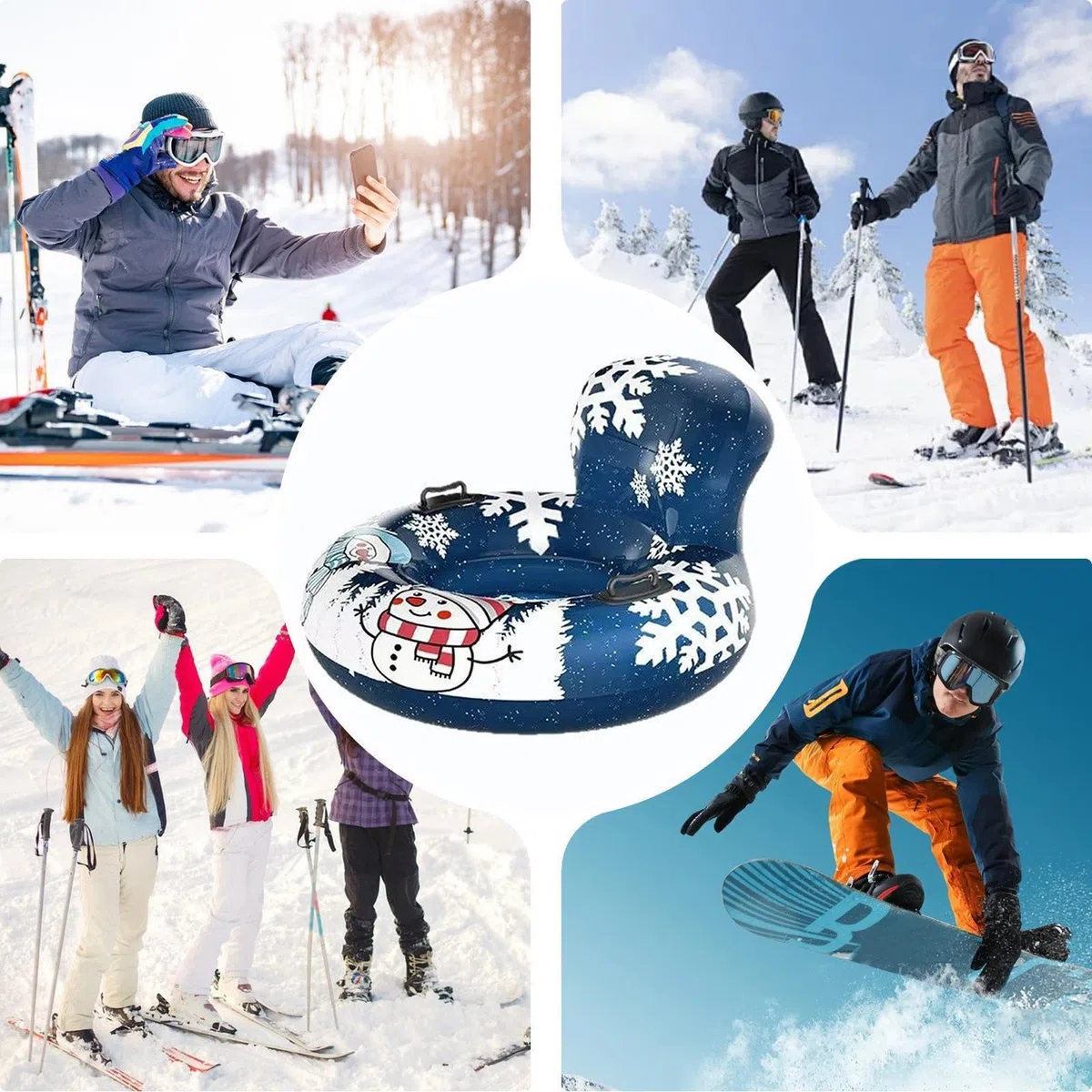 Slittino Gonfiabile per Neve Cerchio Gonfiabile Da Neve Con Maniglia | Ciambella Da Slittino Antiusura Per Attività Invernali All'Aperto Su Piscina Raduno Festa Spiaggia E Sport