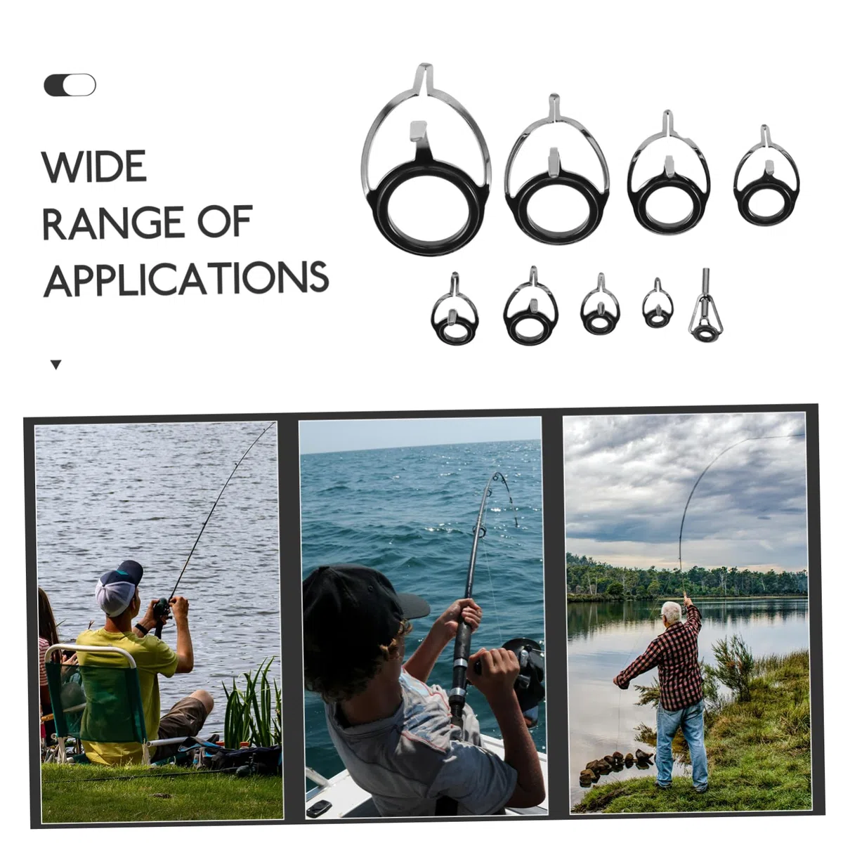 Kisangel 45pezzi Kit di Riparazione per Punta della Canne da Pesca Carbonio con Anelli Ceramici per Pesca Mare e Fiume Strumenti Versatili per La Riparazione