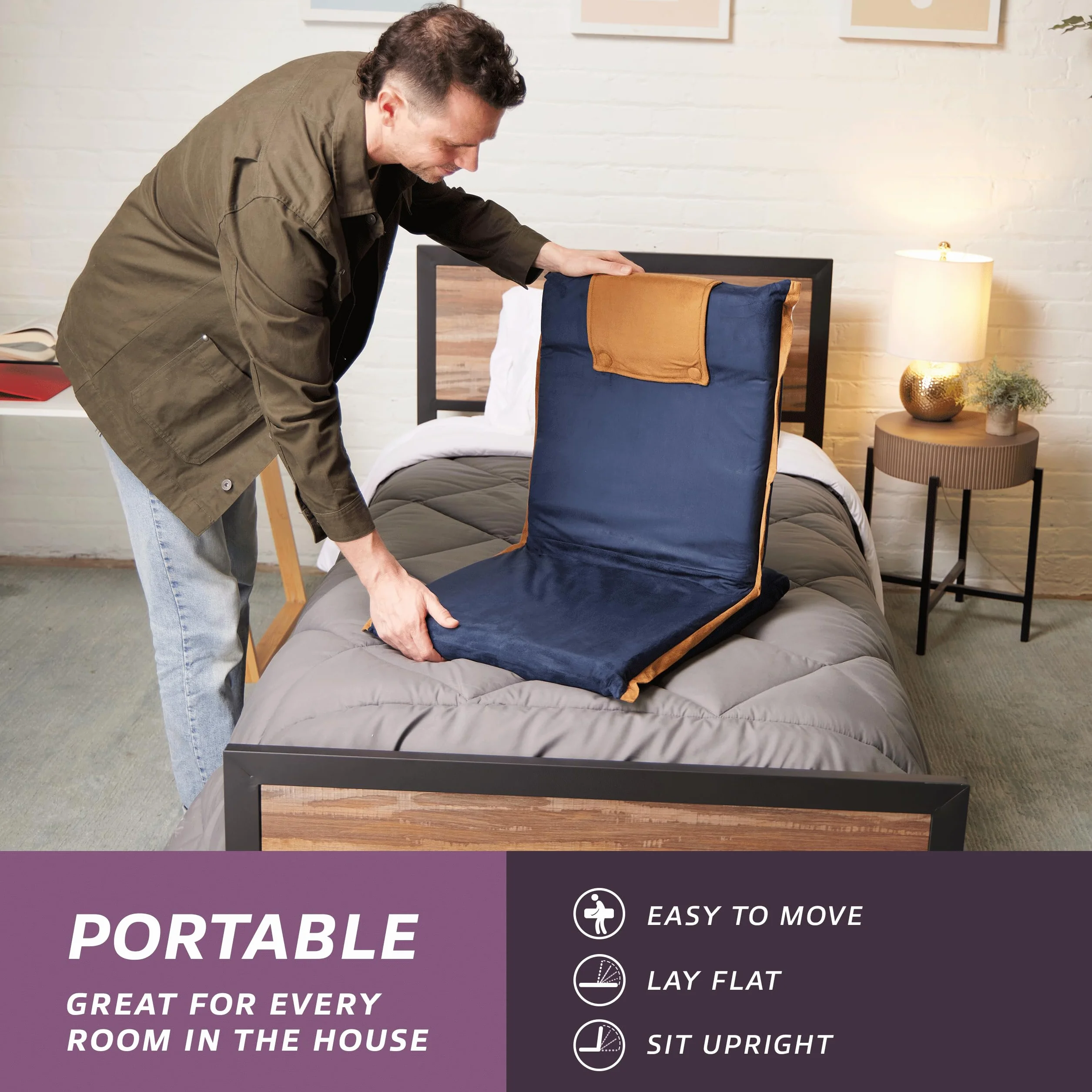 bonVIVO Easy III Sedia Pieghevole da Pavimento Imbottita – Meditation Chair Portatile con Schienale Reclinabile – Cuscino da Yoga e Lettura, Ideale per Casa, Studio e Viaggi – Blu