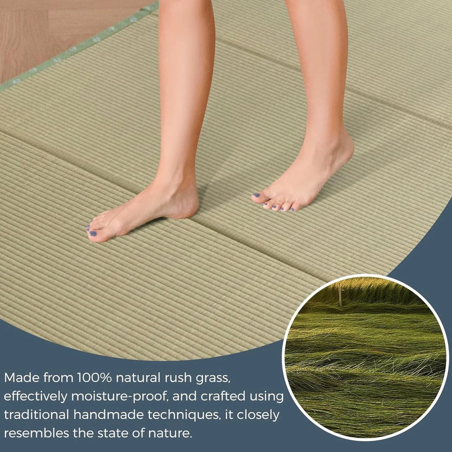 Tappetino ecologico per erba – Materasso pieghevole antiscivolo per meditazione, yoga e sonno, spessore 3,5 cm, per benessere e relax