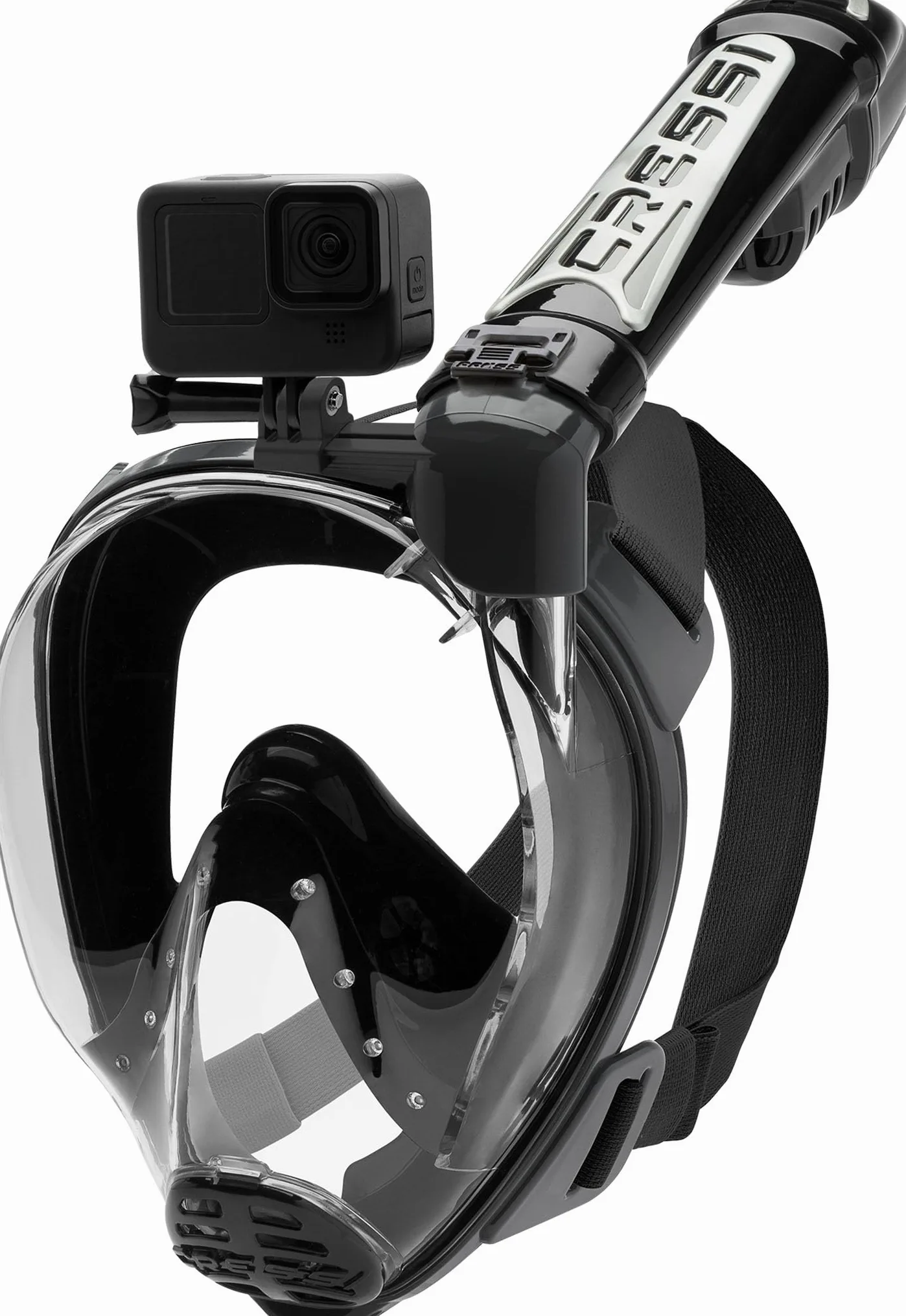 CRESSI dal 1946 Duke Action maschera integrale per snorkeling con ampia visione, antiappannamento, con tubo dry e supporto per action cam