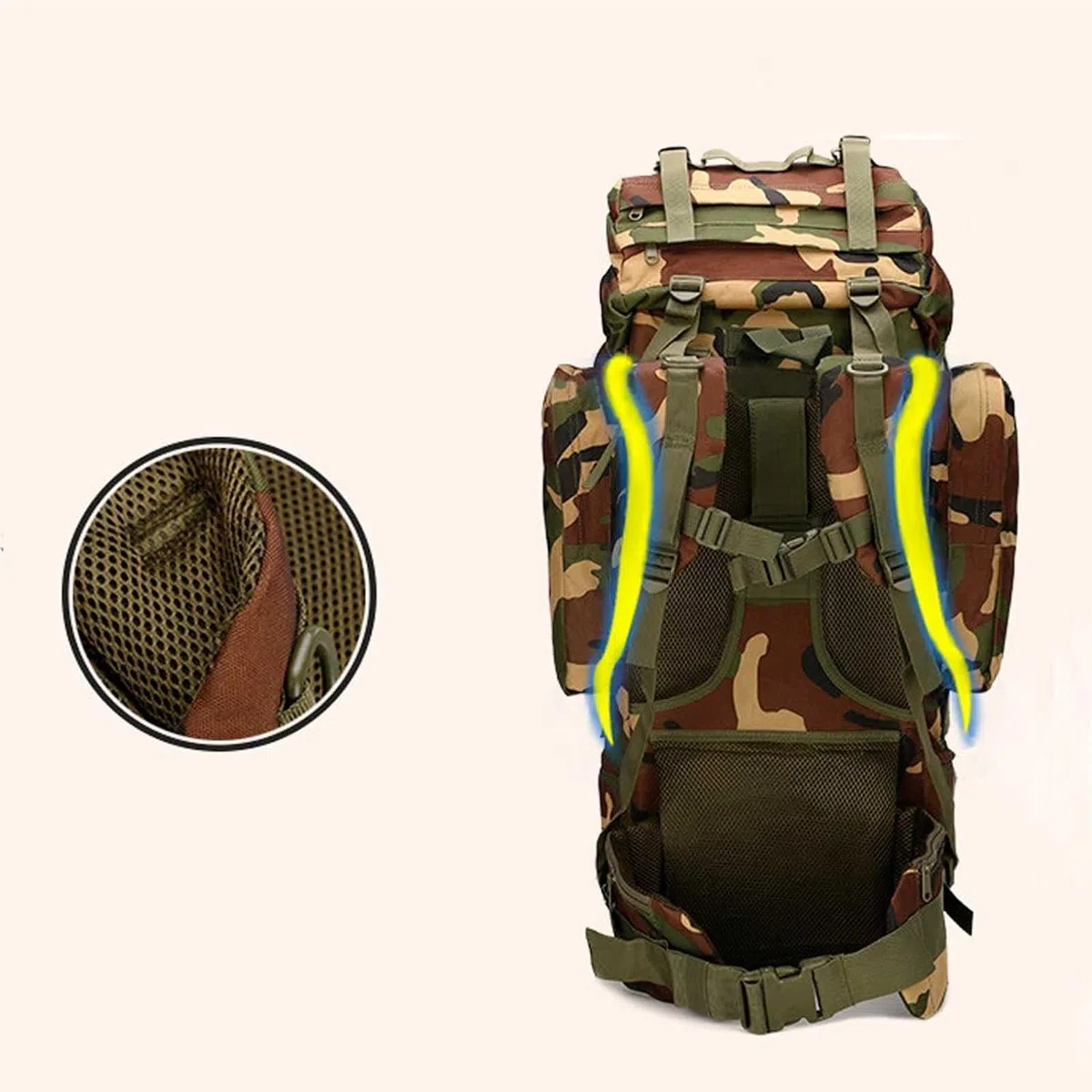Zaino da Viaggio Sportivo Zaino da Trekking da 65 Litri Zaino da Trekking Impermeabile, Zaino da Viaggio Sport da Alpinismo per Alpinismo Arrampicata(H)
