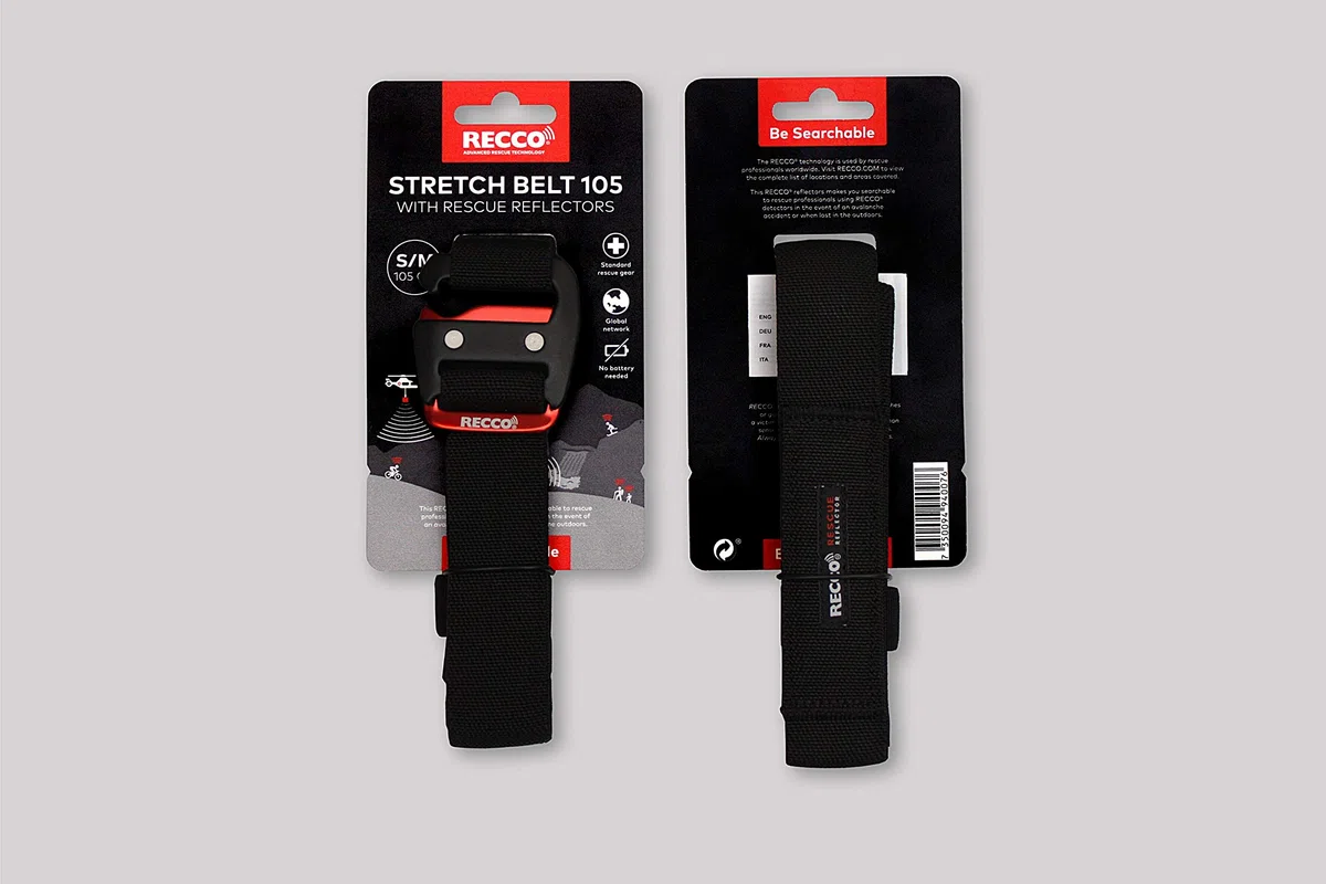 Recco - Cintura stretch catarifrangente di salvataggio, con 2 riflettori, S - L (66-105 cm)