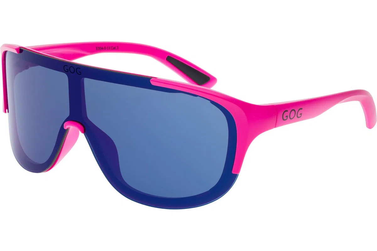 GOG MEDUSA Occhiali da Ciclismo Professionali - Rosa Neon - Blu Specchio Cat. 3 - Telaio Rilsan Sostenibile - Protezione UV400 - Occhiali Sportivi per Bici Da Strada MTB & Triathlon