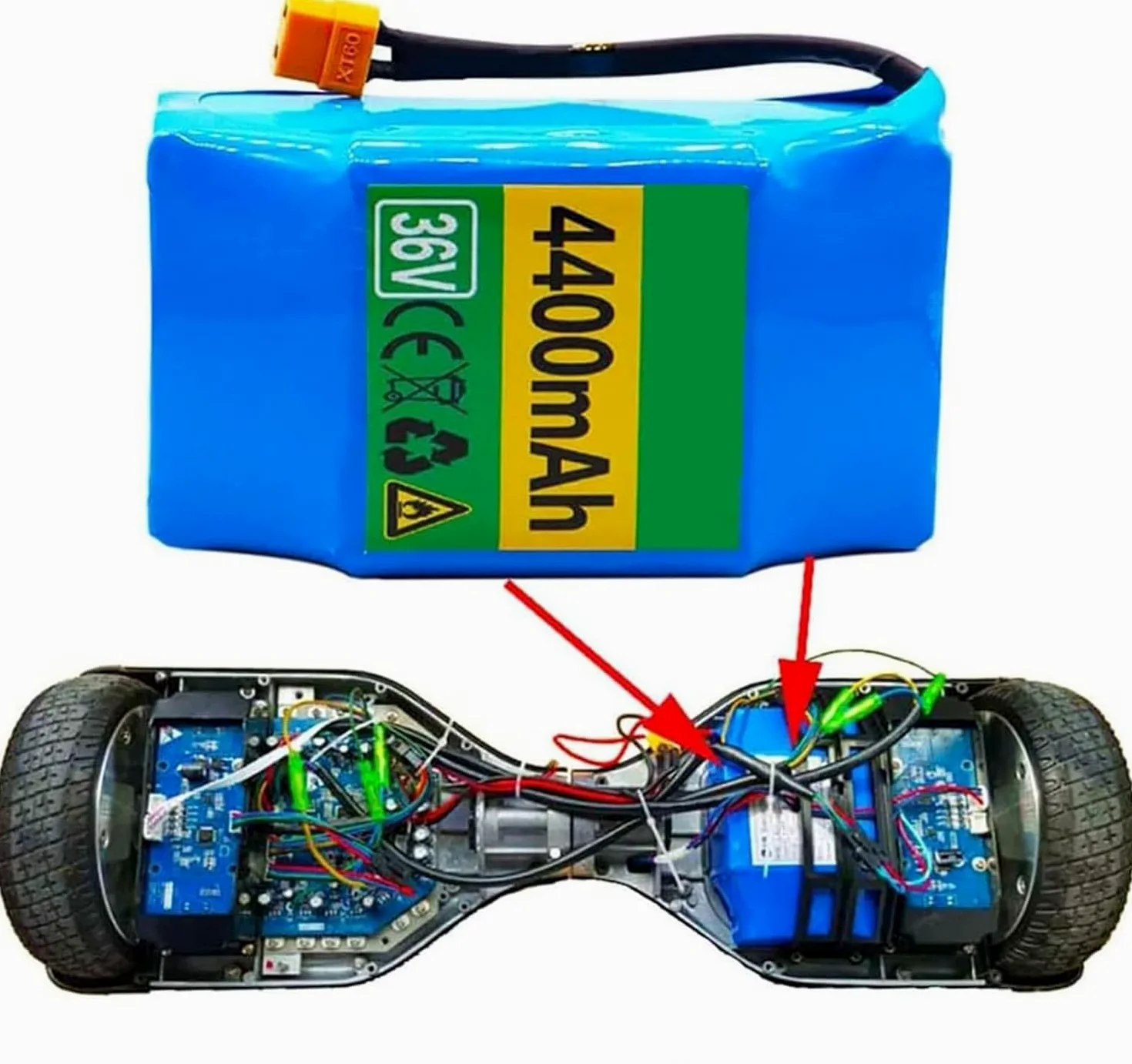 Batteria Di Ricambio Per Hoverboard Al Da 36V 4.4Ah, Batteria Agli Adper Bici Elettrica Da 36 V 10S2P Con Spina XT60 Per Hoverboard Per Bici Elettrica