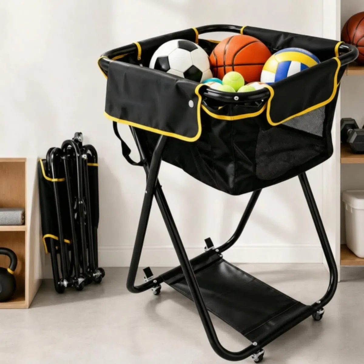Carrello Porta Palline da Tennis Leggero Carrello da Tennis con Ruote Resistente Raccolgipalle per Palestre