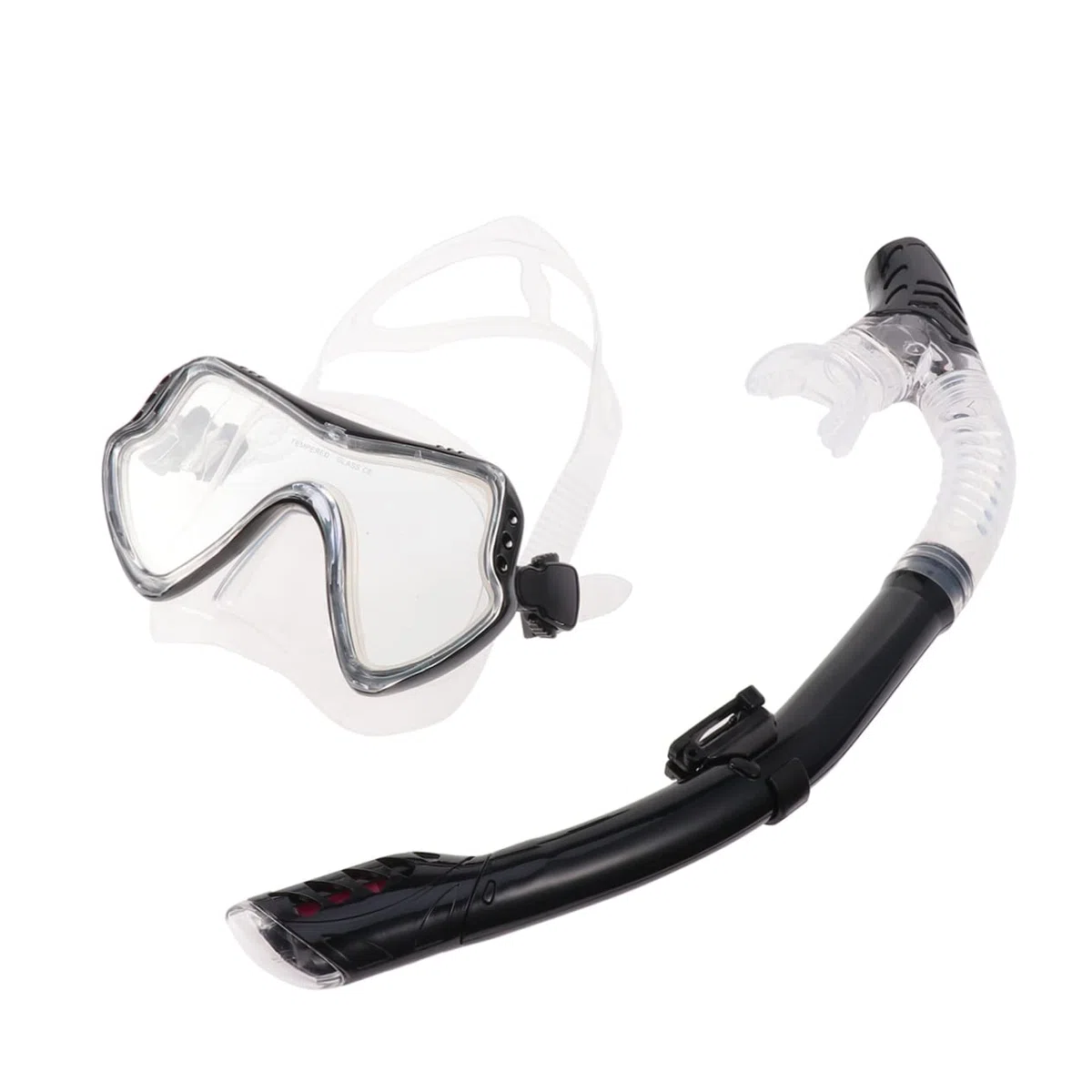 Set Maschera da Snorkeling in Silicone Nero per Uomini e Donne | Grande Capacità, Apertura Rapida, per Attività Subacquee e Snorkeling, Completo