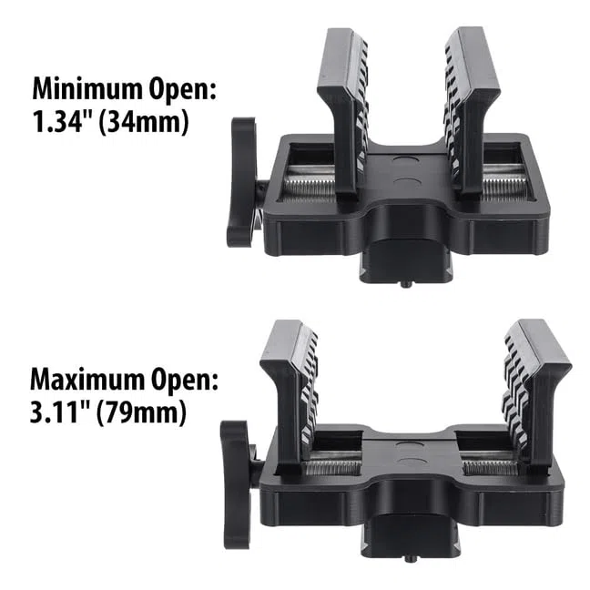 Arca-Swiss Testa Morsa porta fucile per treppiede 1/4" & 3/8" Supporto da tiro, Testina universale morsetto carabina per bastoni e treppiedi