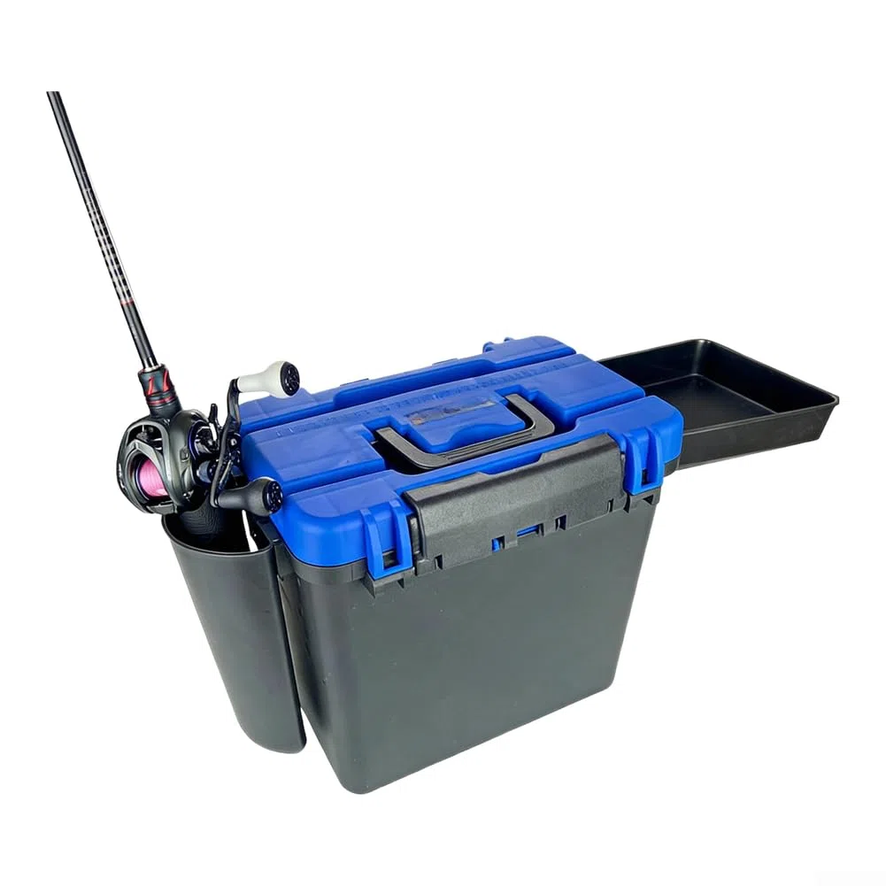 Scatola per attrezzatura da pesca con vassoi rimovibili: organizer portatile in ABS per esche da pesca, design a tracolla portatile, 41 cm (coperchio verde)