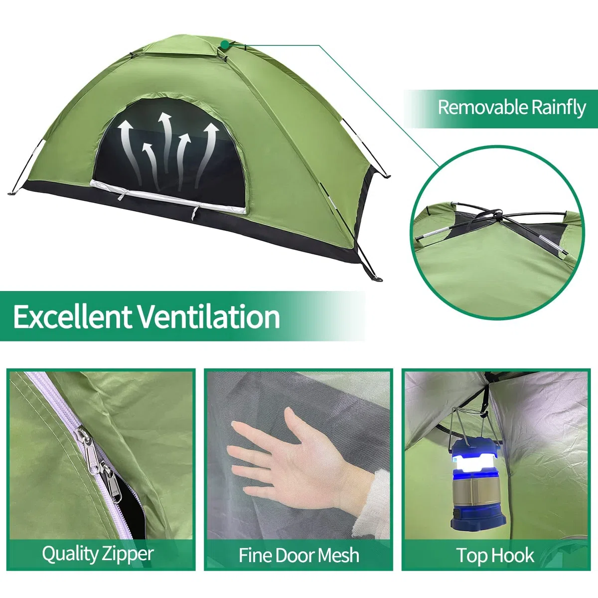 Tenda Campeggio 2 Posti, Impermeabile Ultraleggera Tenda da Campeggio, Facile da Installare, dimensioni ridotte, per esterni, ciclismo, trekking