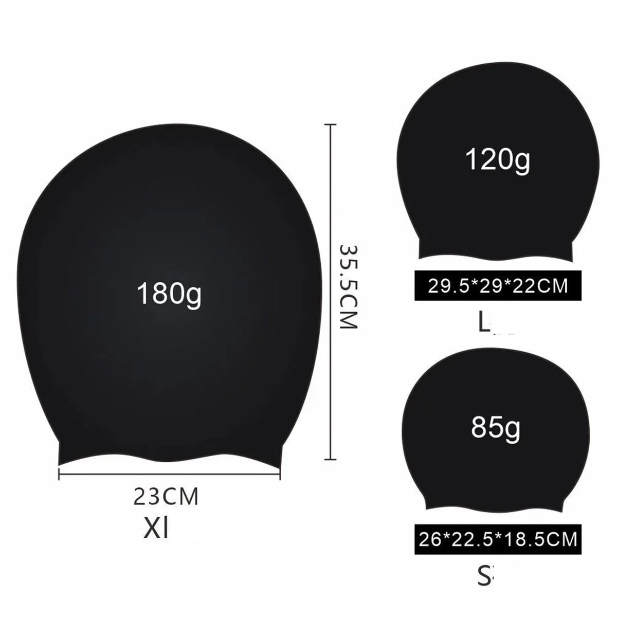 Cuffia da nuoto 2 pezzi in silicone extra large ad alta elasticità unisex con copertura for le orecchie for capelli lunghi Per Uomo/Donna