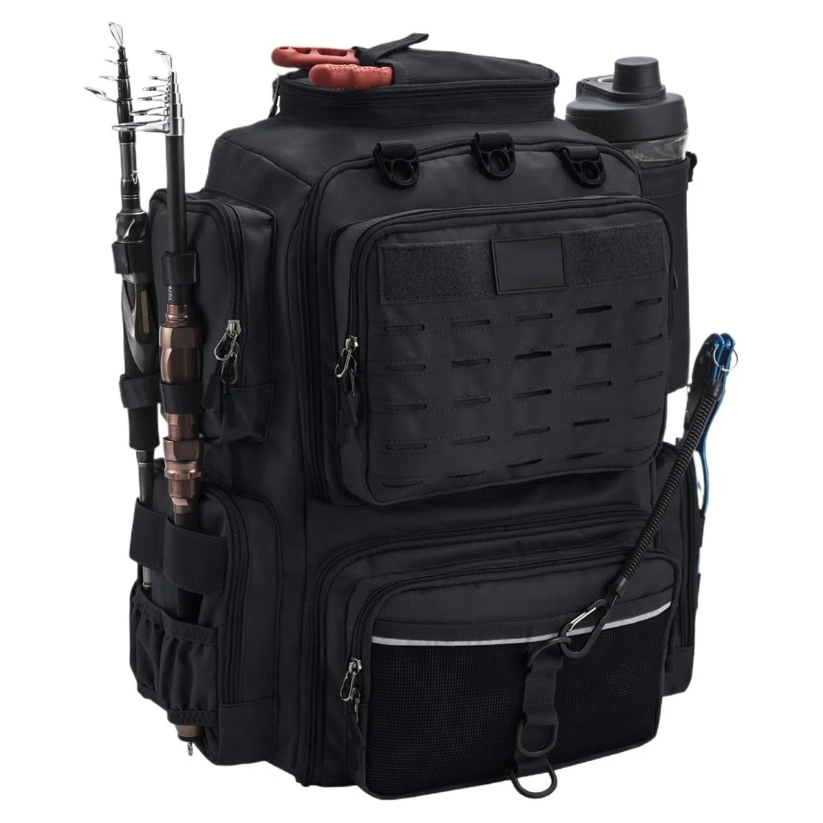 Tackle Storage Bags Outdoor Multifunctional Backpack Travel Mountaineering Explore Bag Fishing Storage Backpack Borsa da Pesca(Black)