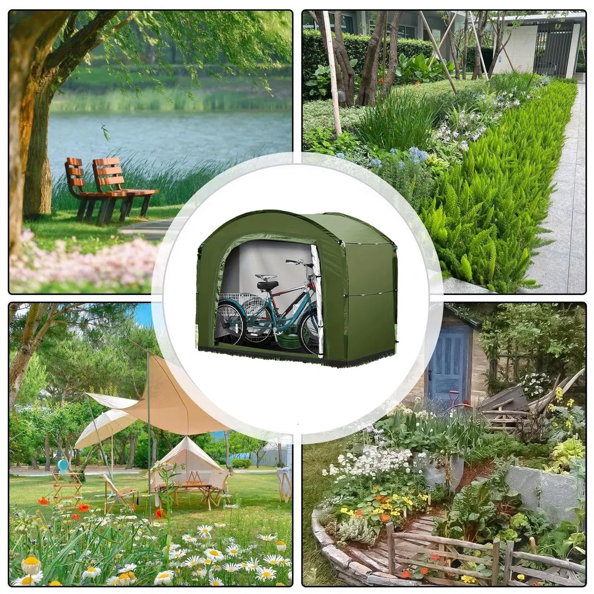 Ripostiglio Da Esterno Per Biciclette Tessuto Oxford Organizzatore Per Moto | Soluzioni Di Deposito Grande Capacità Per Attrezzature Da Giardino Camping E Piscina