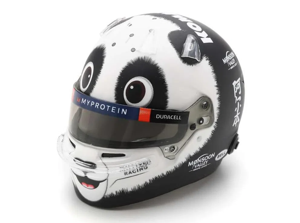 Williams Racing F1 Replica Casco, Alex Albon 2024 GP Cinese, Collezione Adulto, Panda Design, Mini Casco Scala 1/5