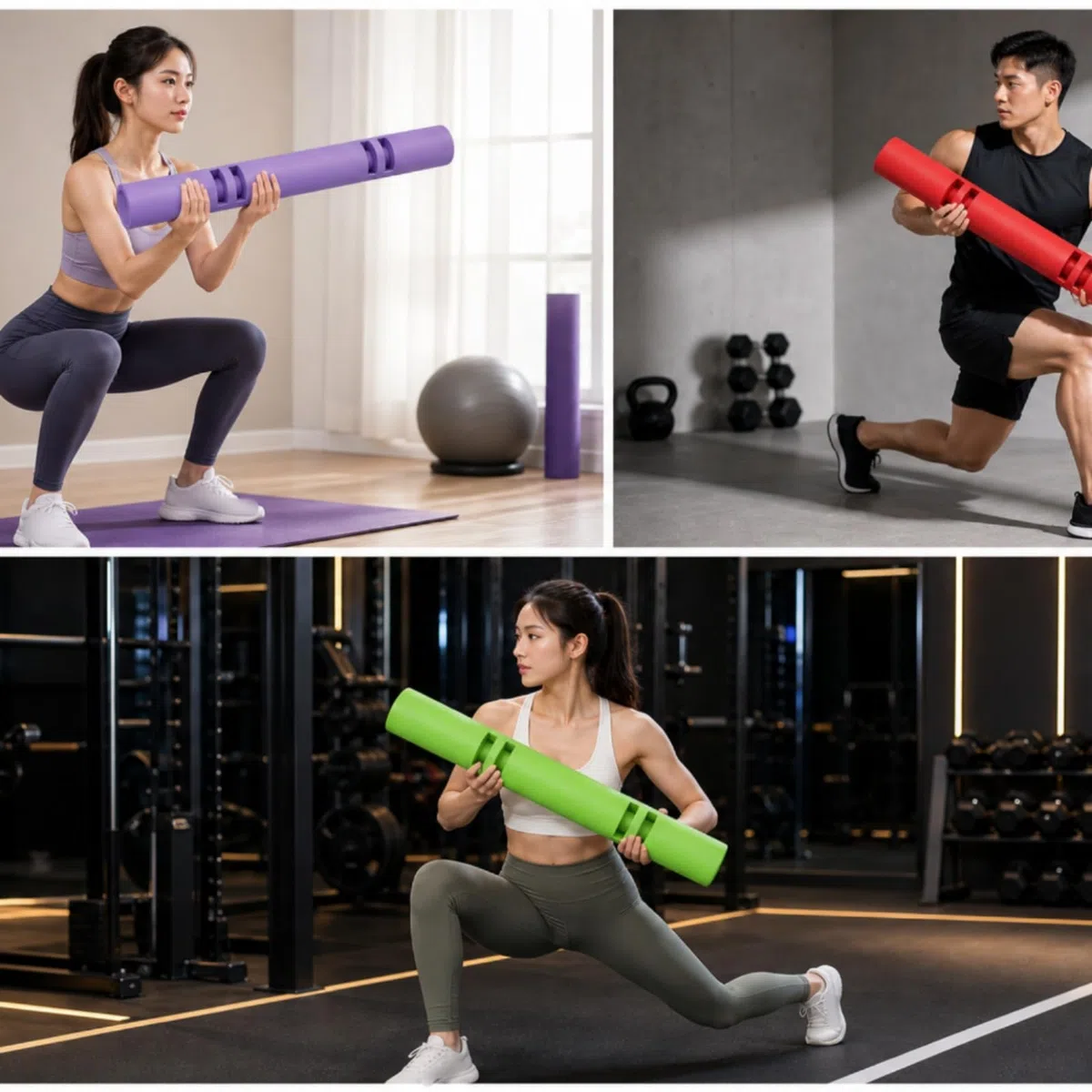 LOVIVER Tubo Palestra Attrezzo Fitness Cilindro Esercizi Barra con Maniglie Texture Antiscivolo in Gomma Naturale Adatto per Atleti Appassionati Fitness, Blu, 8KG