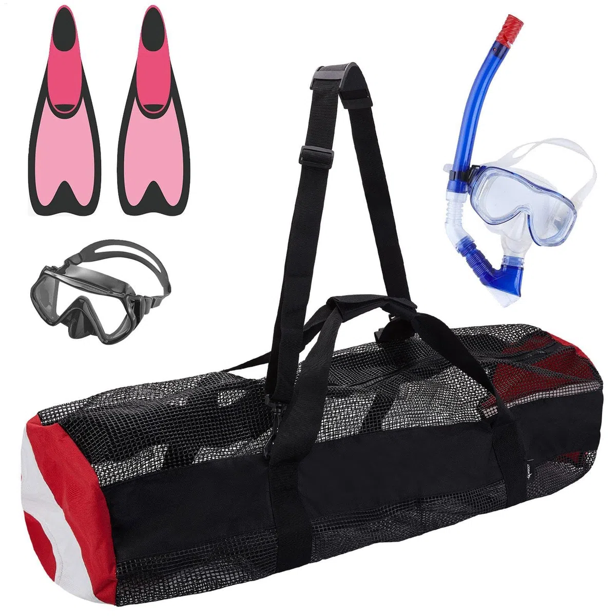Borsa da immersione in rete, borsone in rete ispessita con tracolla | attrezzatura subacquea con cerniera, borsa da spiaggia pieghevole, ad asciugatura rapida, per immersioni subacquee, sport acq