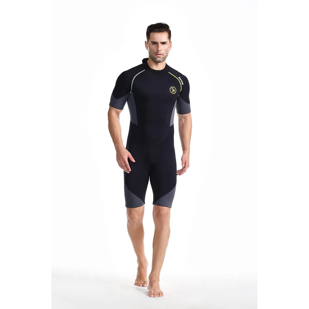 Mute da uomo shorty con cerniera in neoprene premium da 1,5 mm a maniche corte per immersioni, pesca subacquea, snorkeling, surf, canoa