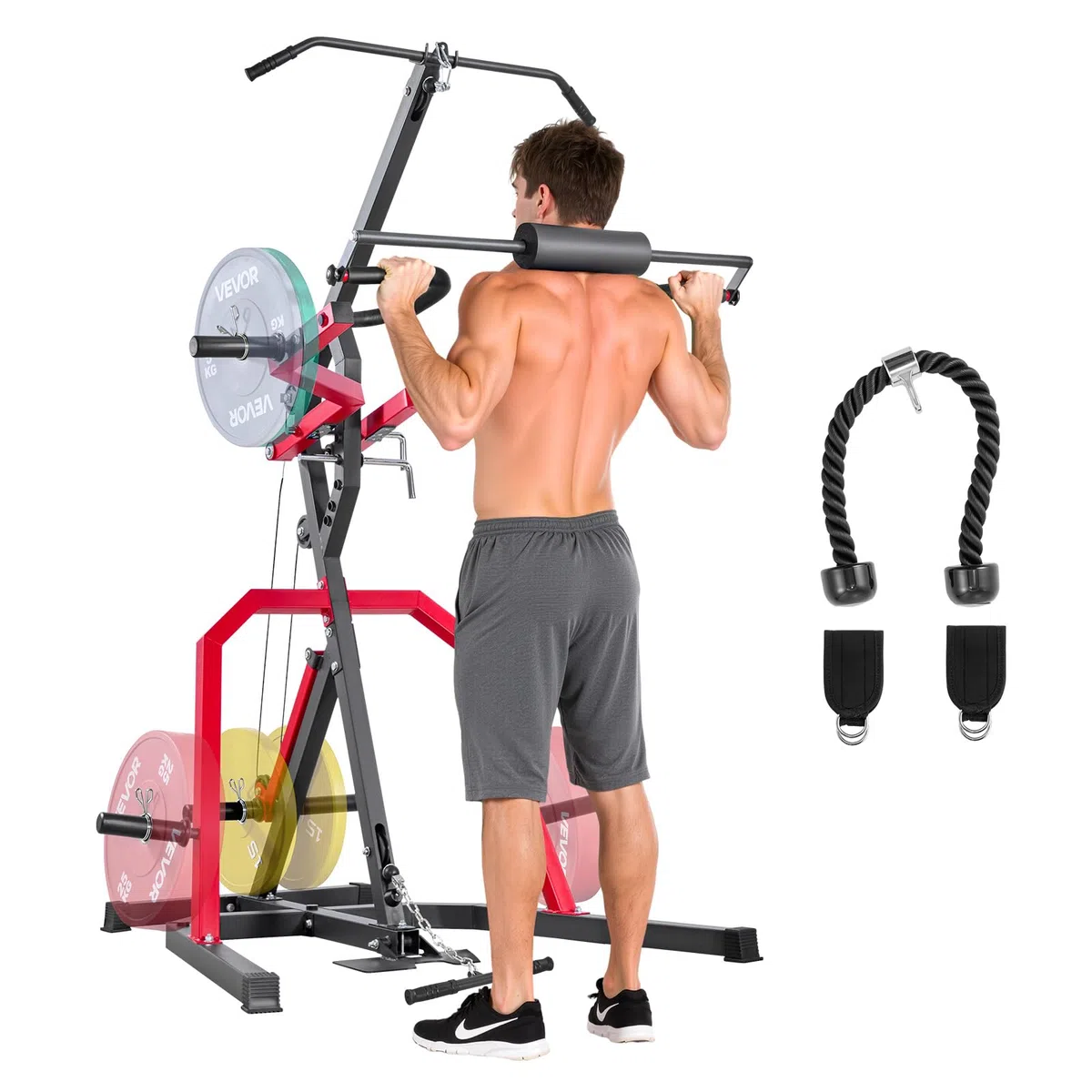 VEVOR Attrezzatura per il Fitness Domestico Corner Leverage Gym con Sistema LAT Low Row con Rapporto 2:1, Attrezzatura per l'Allenamento della Forza, per Allenamento Regolabile per Tutto il Corpo