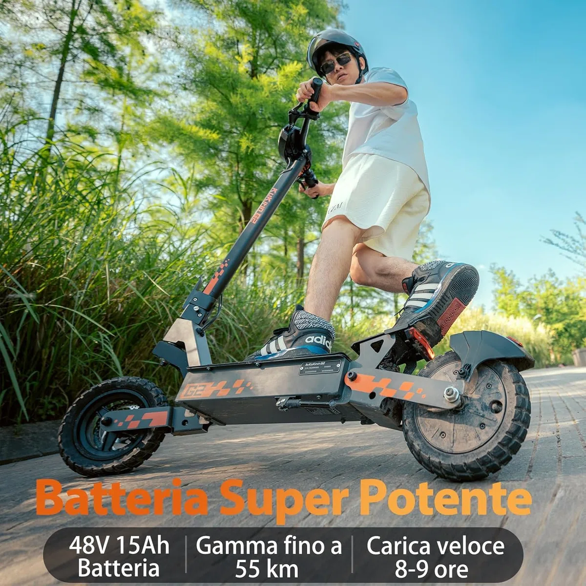 Monopattino Elettrico Adulto,Scooter Elettrico,Patinete electrico,Motore da 500W,Autonomia di 55-60 km,Carico Massimo 120KG,Pneumatici da 10",Sistema di Controllo di Doppia frenata,G2