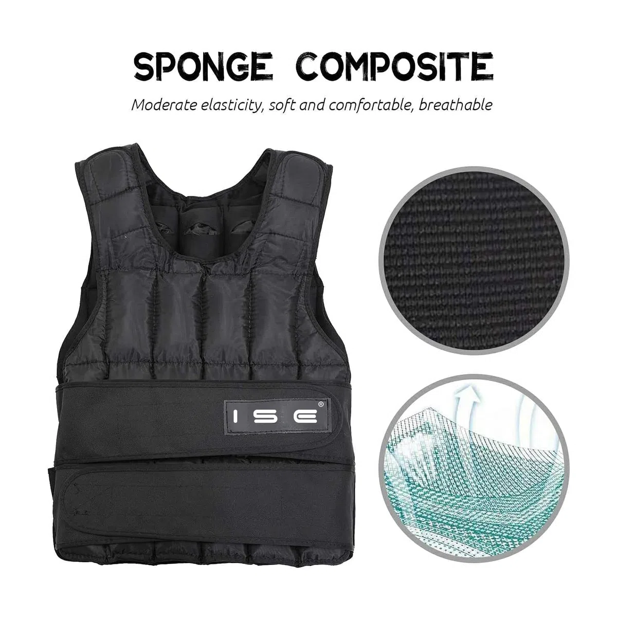 ISE 10/15/20/25/30 KG Giubbotto Zavorrato Regolabile per Donne e Uomini, Gilet Zavorrato Weighted Vest per Allenamento