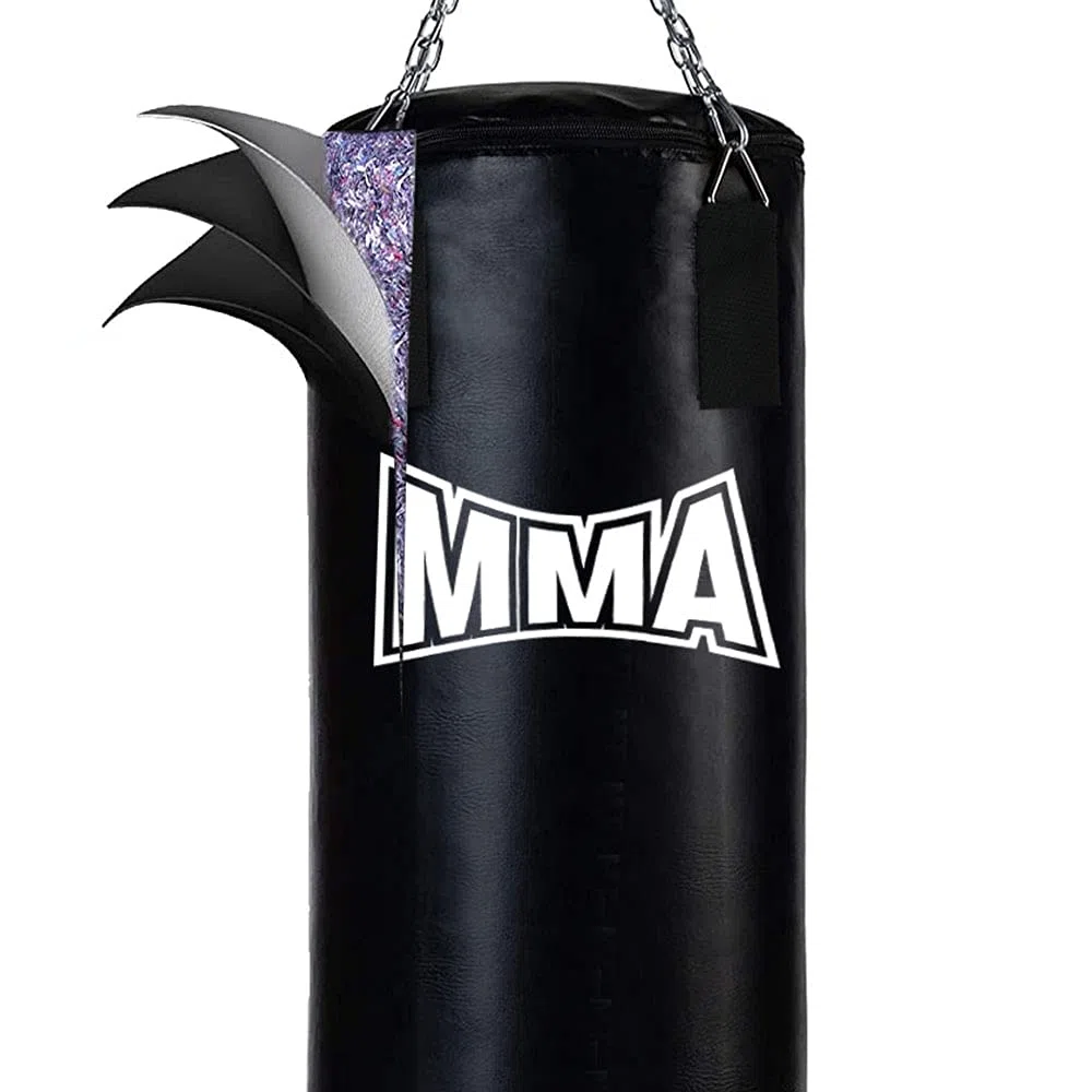 Sacco da boxe MMA 160x35 CM da Appendere Sacchi Duri Carichi Pesanti con Catene Attrezzatura per l'addestramento del gancio con riempitivo pesante ecologico [137]