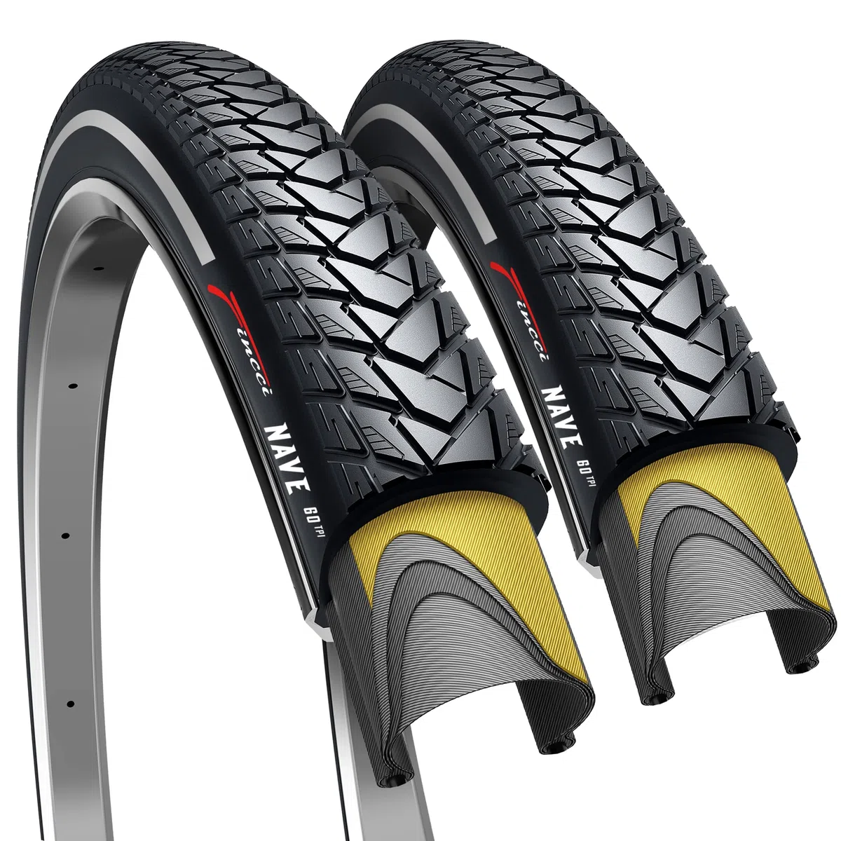 Fincci Coppia Copertoni 700x35c (37-622) – Pneumatici Pieghevoli Gravel a 60 TPI – Protezione Antiforatura 1mm – Ideali per Bici da Strada, Ibrida e Cicloturismo – Performance Leggera e Resistente