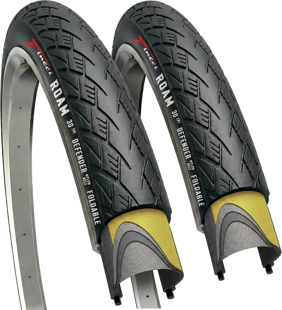 Fincci Copertoni 700x32 32-622 Pieghevole con Protezione 1mm LVL3 30 TPI | Carcassa 30 TPI e Pressione 65-90 PSI per una Guida Fluida su Strada, Bici da Città, Trekking e Percorsi Quotidiani