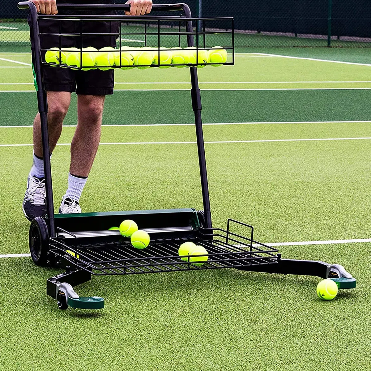 Cart - Raccoglitore automatico di palline da tennis, raccoglie 90 palline alla volta, può contenere fino a 290 palline da tennis, per vari campi e palestre