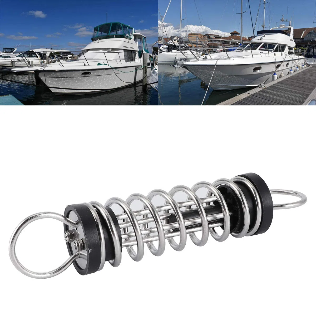 Molla di ormeggio, Akozon molloni per ormeggio per barca in acciaio inossidabile da 6 x 300 mm, linea di ormeggio per kayak gonfiabile, molla di ormeggio per yacht