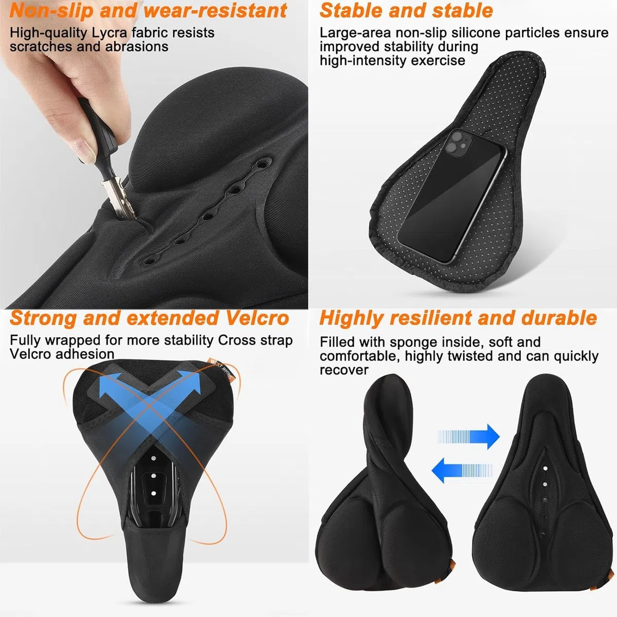 Coprisella per Bicicletta per Trek Fuel Ex 7 2012 2020, Copri Sella Bicicletta Comoda in Memory Foam a Doppio Strato, Coprisella Bici Gel Morbido,Black1