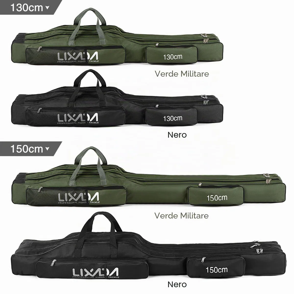 Lixada Borse Canna da Pesca Portatile Borsa a rotelle Tre Strati Pieghevole Canna Da Pesca Borsa Bobina Tackle Strumento Carry Case Carrier Travel Bag