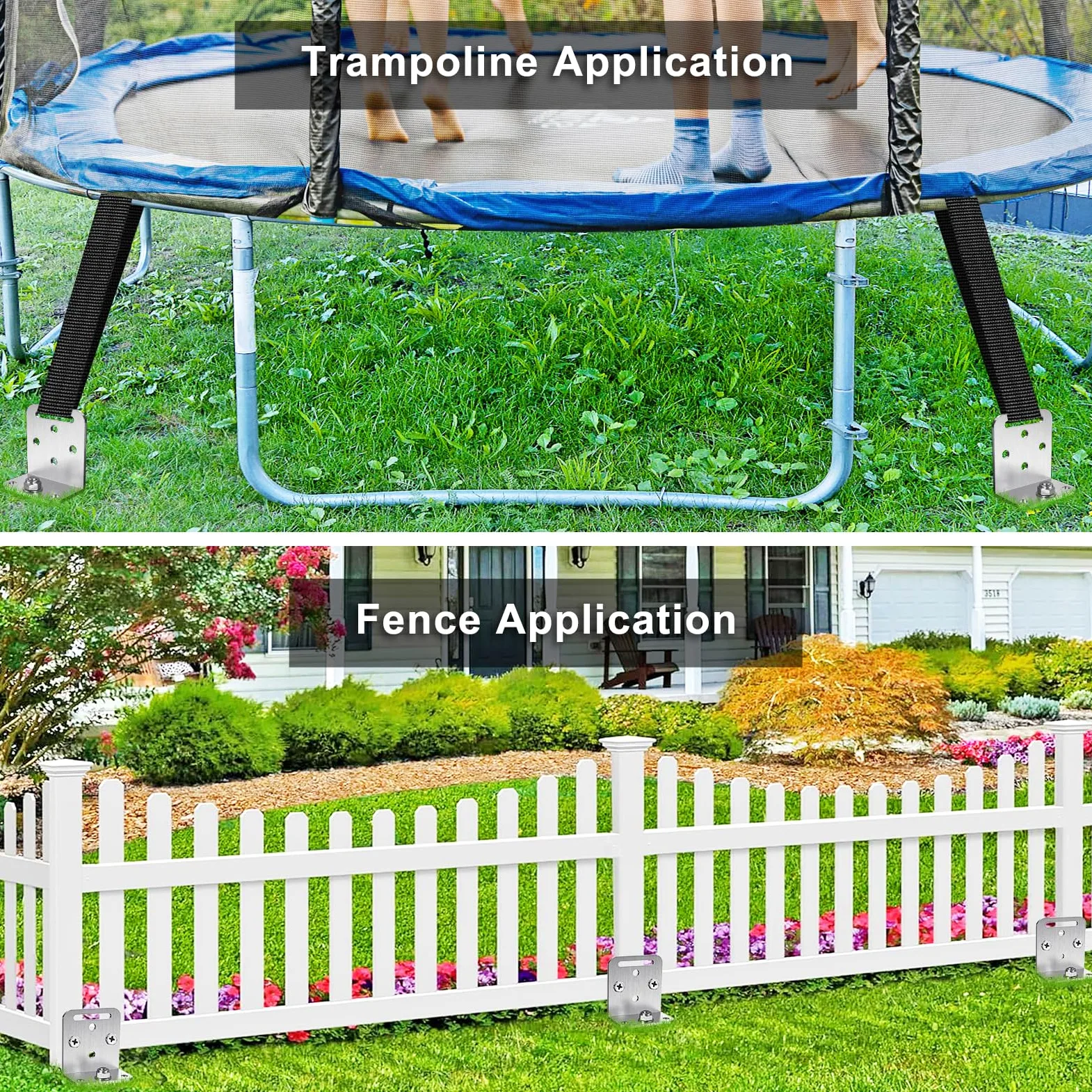Set di 6 ancoraggi da terra da 61 cm con viti per trampolino, kit di ancoraggio a spirale da 6,9 cm di larghezza, con staffa a L, ancoraggi per casa mobile, per altalena, tenda, capannone, tettoia