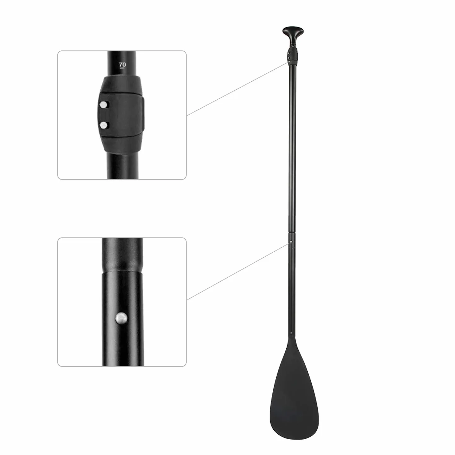 Tbest Pagaia telescopica per pagaia in Alluminio Removibile Pagaia Removibile Stand up Paddle per Kayak da Surf, Nero