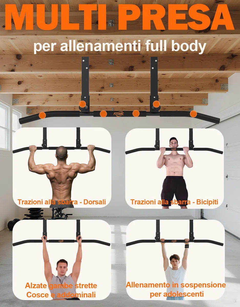 Fitarc Joist Mount Pull Up Bar, Chin Up Bar Ceiling Mount, Heavy Duty, Workout for Home Gym