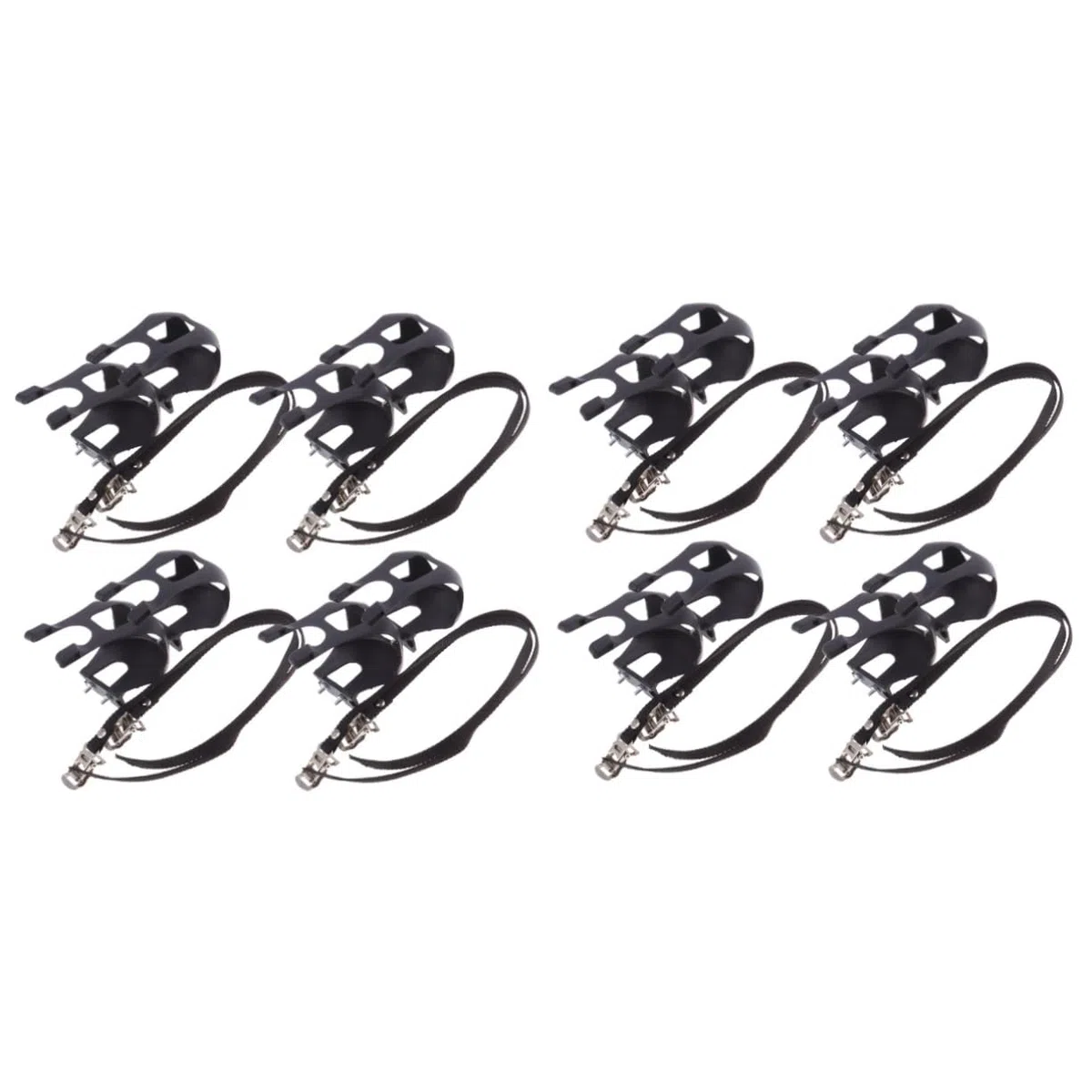 BESPORTBLE 8pezzi Tacchette Per Bici Con Cinghie Fisse Pedali Antiscivolo Per Bicicletta Da Corsa e Mountain Bike Nero Installazione Facile Leggere e Resistenti Al Sole Regolabili Per Tutti