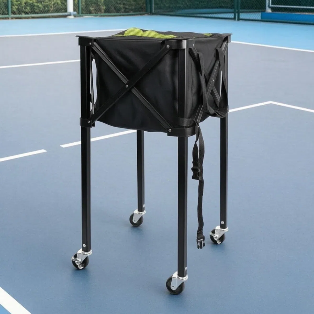 Carrello Porta Palline da Tennis Pieghevole Leggero Carrello Porta Palline da Tennis con Ruote Antiruggine Contenitore per Allenamenti, Tennis Cart
