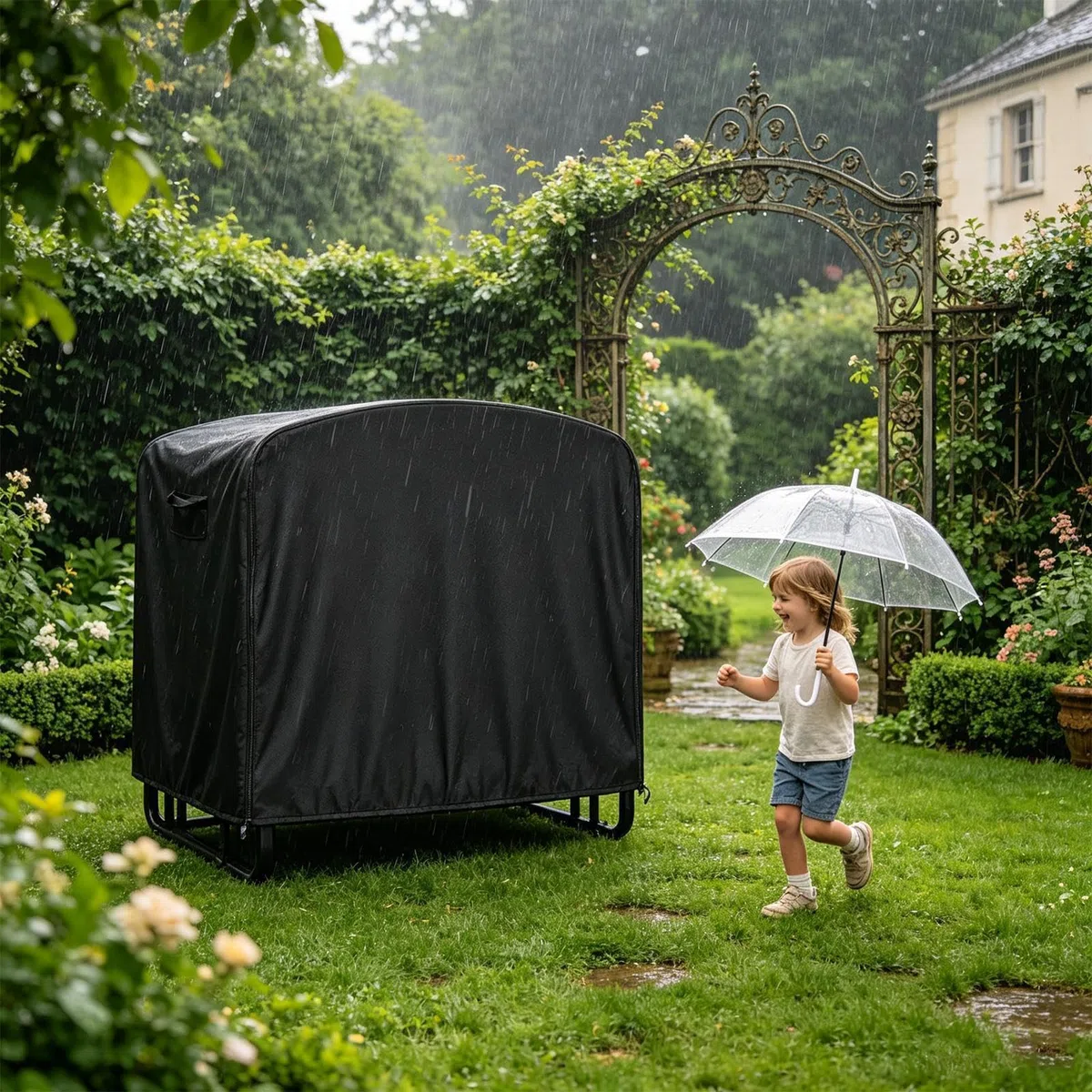 Copertura per Trampolino Rettangolare Impermeabile Rettangolare 420D Oxford | Copertura Antivento Da Trampolino 1,83 Metri Per Giardino, , Cortile, Area Giochi All'Aperto