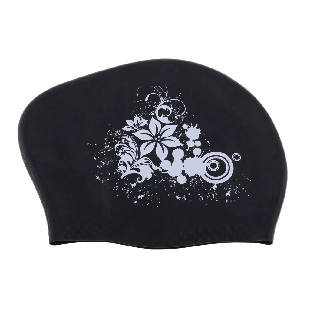 Cuffia da nuoto elastica in silicone per donne e ragazze, colore bianco
