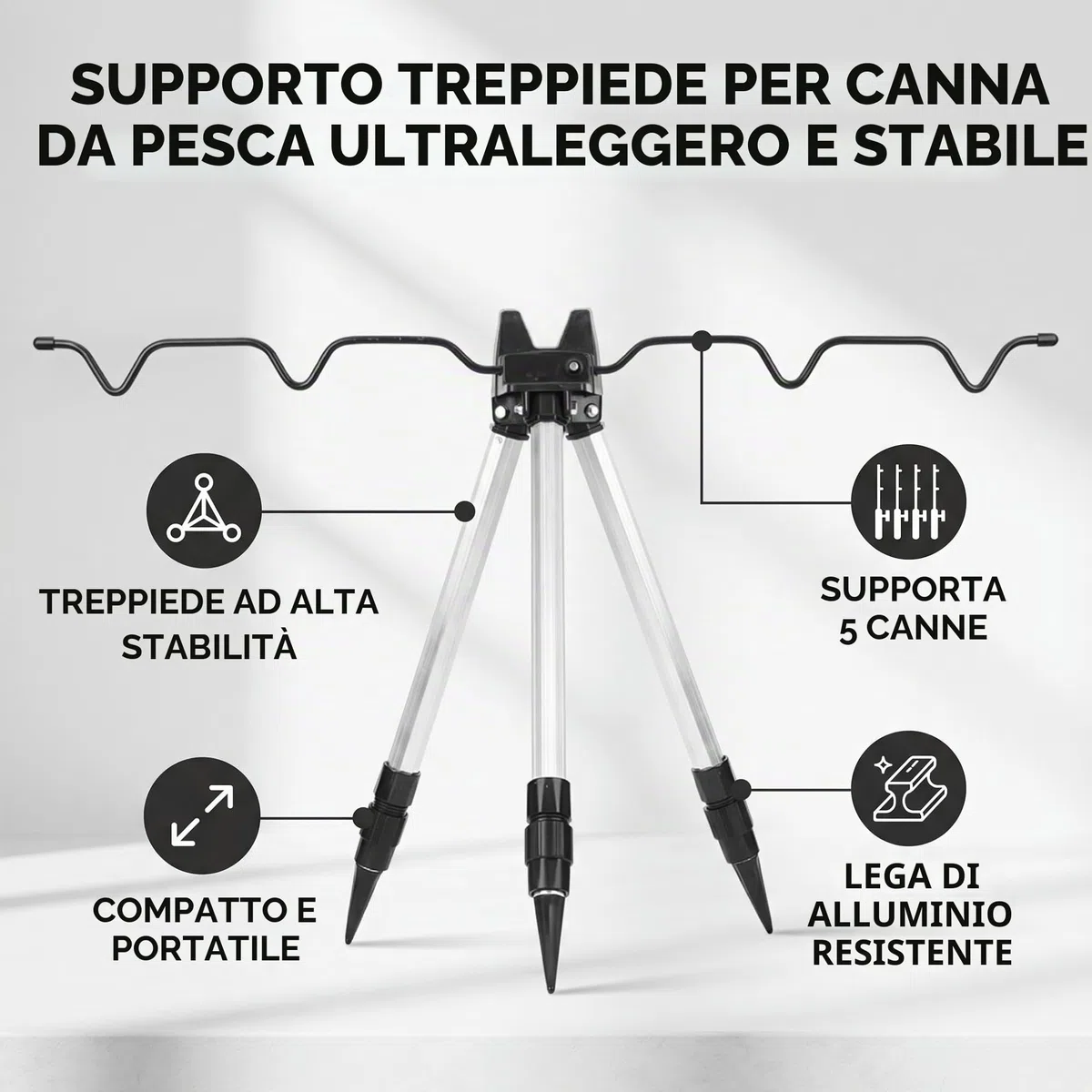 Supporto per Treppiede per Canna da Pesca, Supporto Pieghevole Della Staffa, Tripode Surfcasting Accessorio In Lega Di Alluminio Sea Rod per Attrezzatura Della Staffa Del Palo
