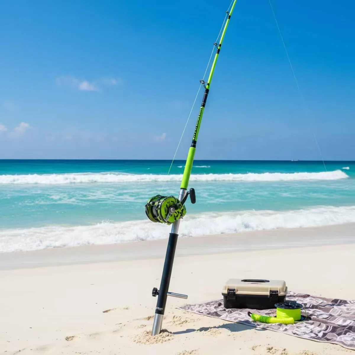 Reggicanna da Pesca con Picchetto Telescopico Supporto Smontabile per Spiaggia