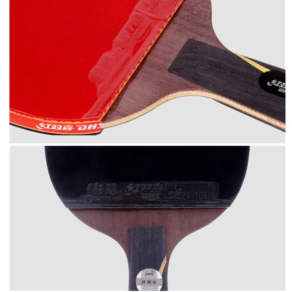 Mazza da ping pong professionale, racchetta competizione con custodia/marrone/manico lungo(Grey,Long Handle)