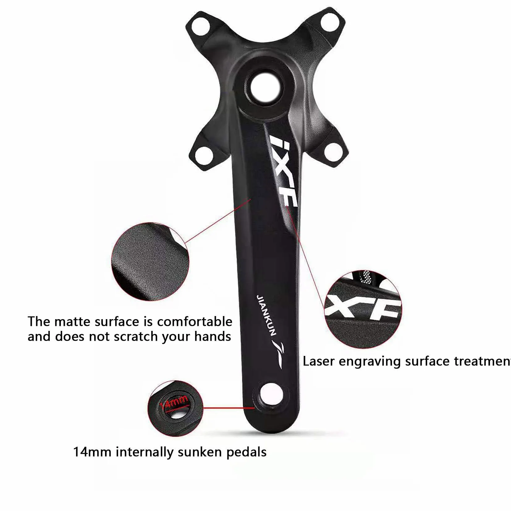 ENGWE MTB Guarnitura per Mountain Bike Cava Integrata Pedivella Modificata Singolo Disco 32T 34T 36T 38T